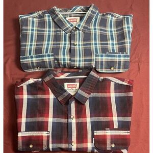 Levi's Classics  Plaid Button-Down Shirt Mens (2XL) Lot‎ Of 2